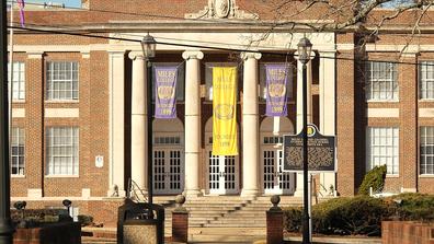 Brown Hall through Gate