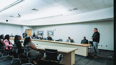 CEO of Benz talking to students
