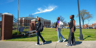 Three Girls Walking Campus 2024
